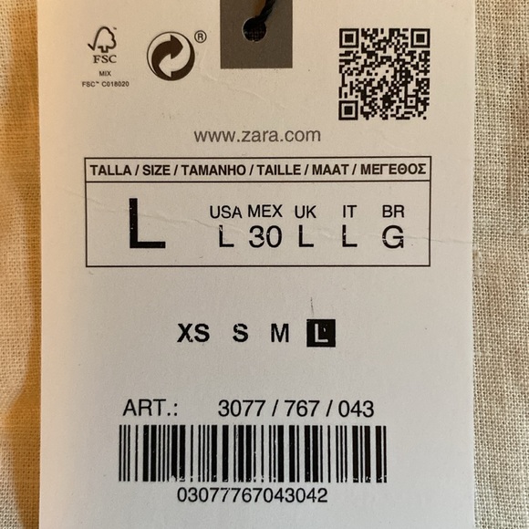 NWT. Zara Navy Blue/Cream Striped Linen Blend Midi Dress. Size L. - Picture 5 of 7